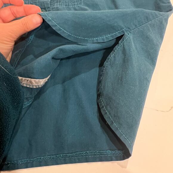 Vtg Patty Woodard 100% cotton button front shirt teal blue small puff sleeve - Picture 8 of 11